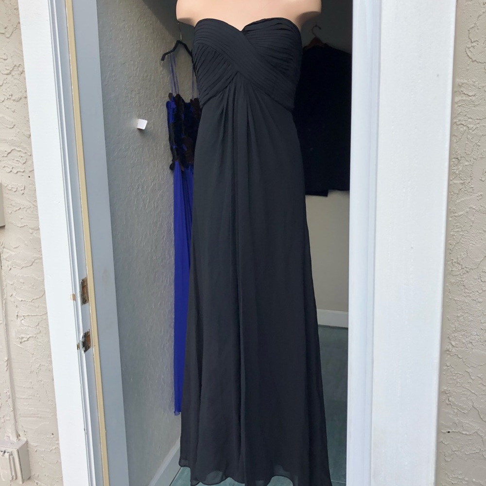 TADASHI Black Strapless Chiffon silk Dress Gown 10